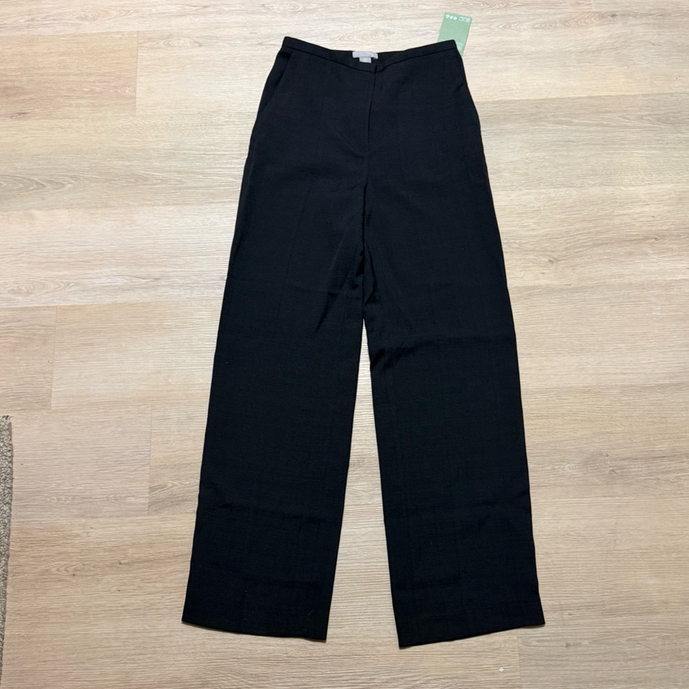 H&M Black Wide Leg Textured Office Pants NWT